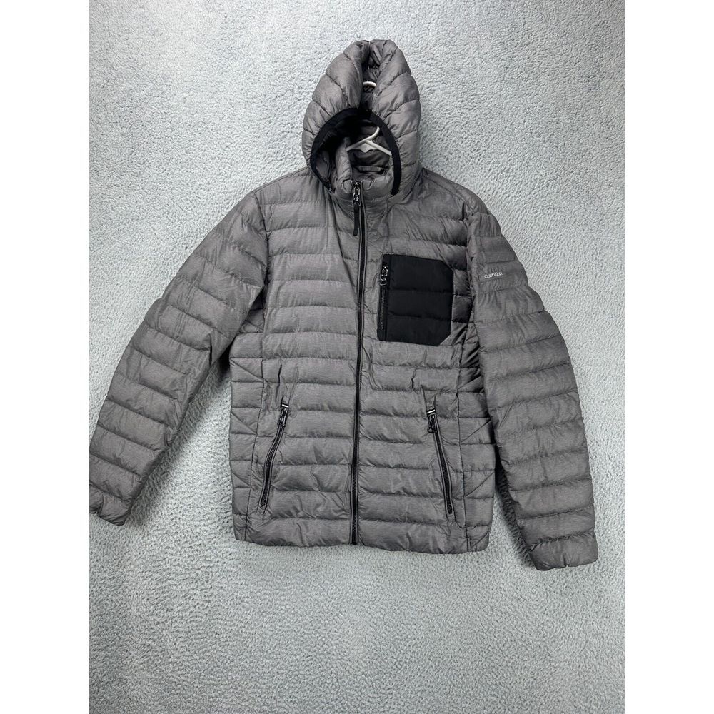 Calvin Klein Men's Gray Puffer Jacket with Black Chest Pocket